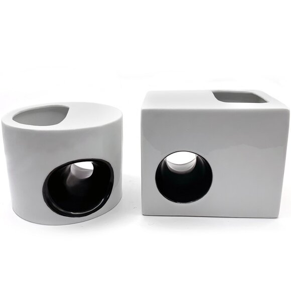 OP ART Atelier Modell German White Porcelain Vases Vintage 60s Modernist - Picture 1 of 14